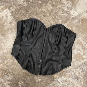 SHEIN Black Faux Leather Corset-style Top